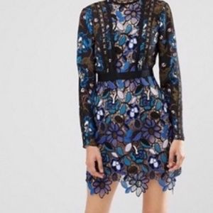 Worn Once - Self Portrait Blue Lace Floral Dress